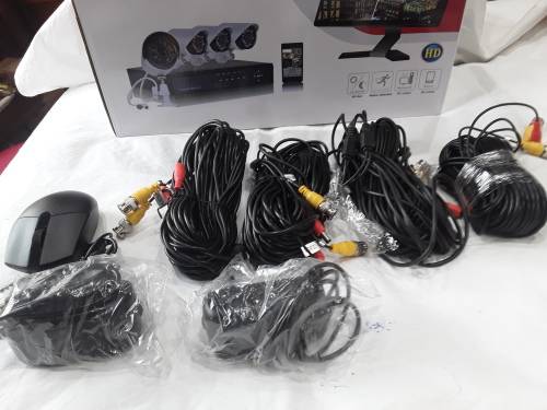 4 CHANNELS CCTV RECORDING KIT(DVR,4x 1200 TVL CAMERAS,4 CABLES,ETC)PHONE VIEWING & INTERNET