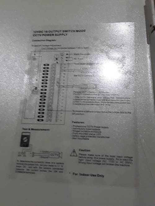 12 VDC,18 OUTPUT SWITCH MODE CCTV POWER SUPPLY