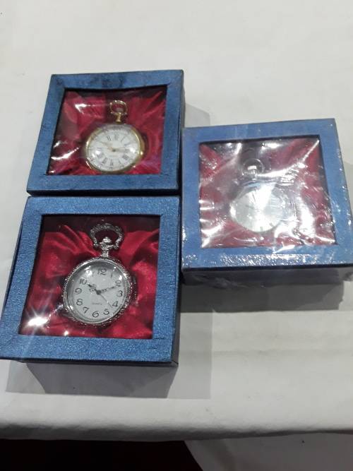 SET OF 3 METAL QUARTZ POCKETWATCHES(ONE BID 4 ALL)MAKES GREAT CHRISTMAS GIFTS
