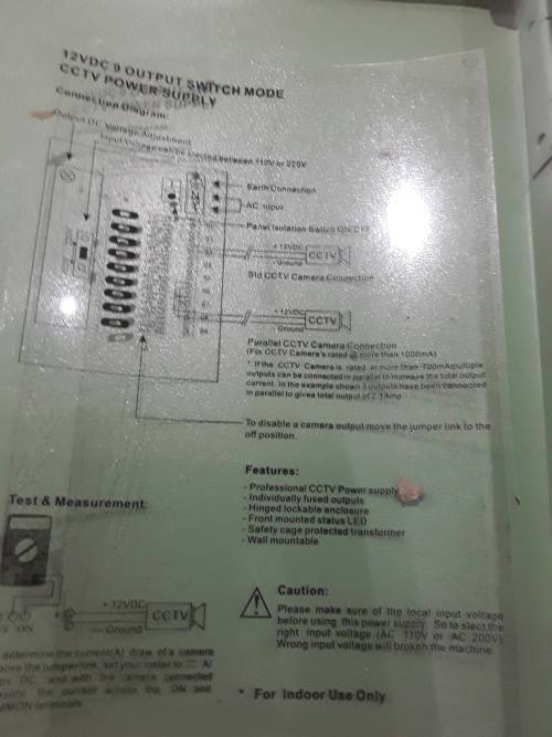 12 VDC,9 OUTPUT SWITCH MODE CCTV POWER SUPPLY