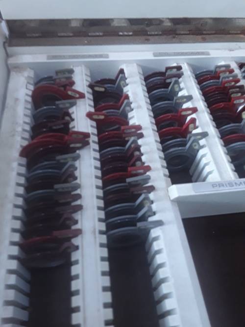 OPTOMERY FULLY ADJUSTABLE  TRIAL FRAME WITH MULTIPLES OF ALL SIZES TRIAL LENS