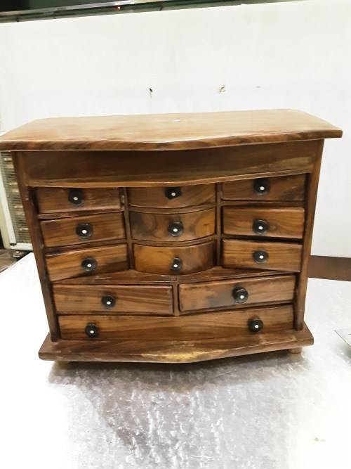 VINTAGE SOLID WOODEN 12 DRAWER DIAMENTIONAL JEWELRY BOX(27 X 22CM)