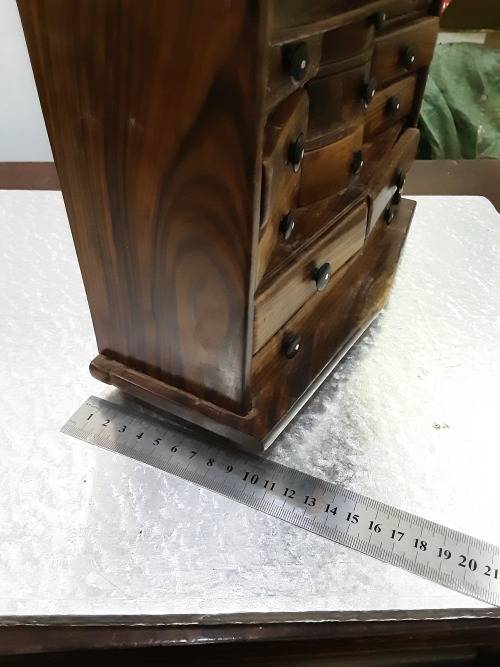 VINTAGE SOLID WOODEN 12 DRAWER DIAMENTIONAL JEWELRY BOX(27 X 22CM)