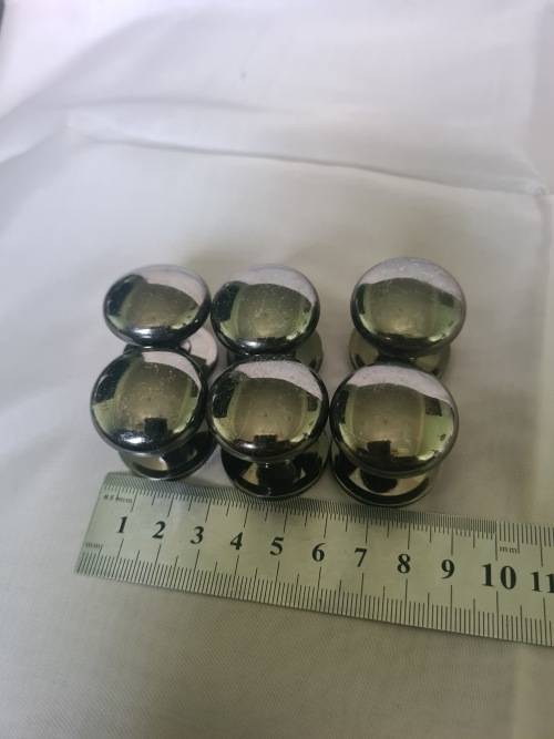 SET OF 6 HEAVY METAL MIRROR FINISHED FURNITURE KNOBS