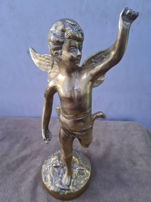 VINTAGE SOLID BRASS(HEAVY CHERUB)32 CM HEIGHT