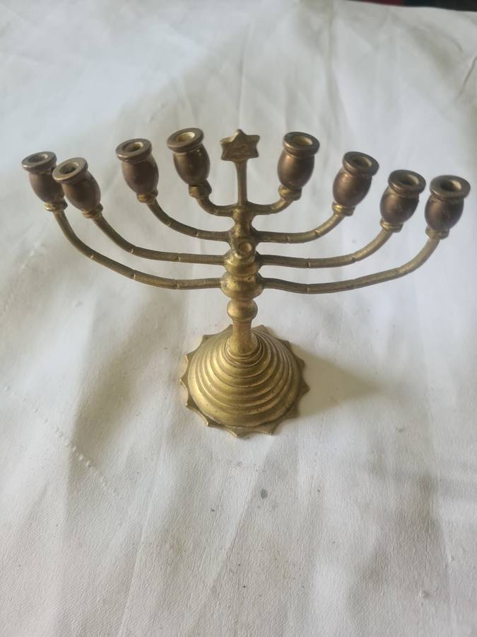 ANTIQUE BRASS JEWISH MENORAH