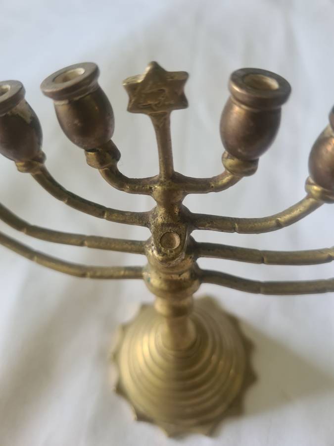 ANTIQUE BRASS JEWISH MENORAH