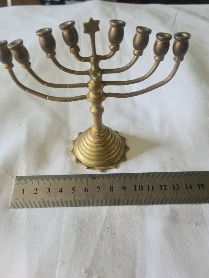 ANTIQUE BRASS JEWISH MENORAH
