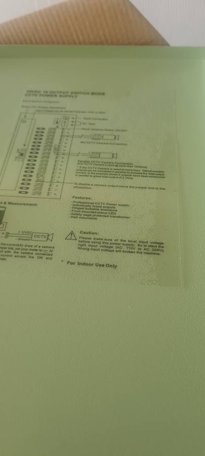 12 VDC ,18 OUTPUT SWITCH MODE CCTV POWER SUPPLY