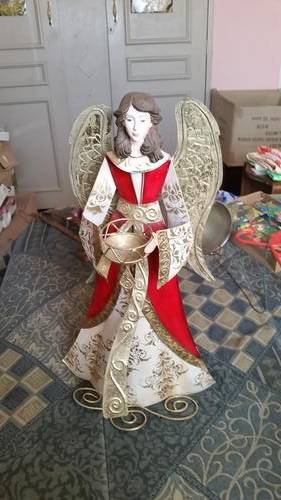 VINTAGE CHRISTMAS TREE TOP TIN ANGEL-SEE DESCRIPTION