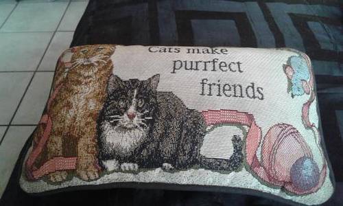 VINTAGE CATS MAKE PURRFECT FRIENDS CUSHION