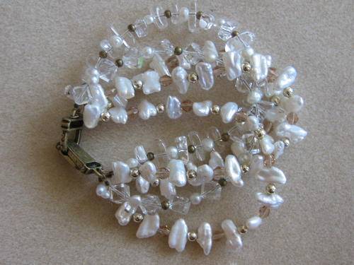 Freshwater pearl multi-string wedding bracelet