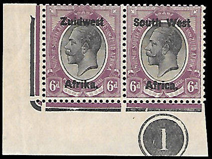 1923 Kings Heads (Type III, Bold Overprint), 6d Black & Violet