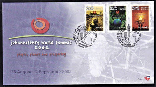 RSA 2002 FDC 7.36/7 WORLD SUMMIT FOR SUSTAINABLE DEVELOPMENT