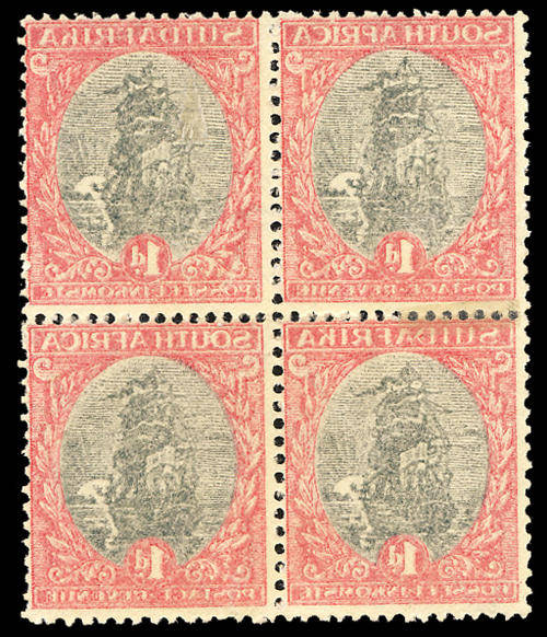 1927 1d Complete Offset at back in Block of 4