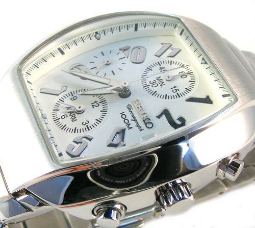 SEIKO Dazzling White & s/s Tounneau Alarm Chrono!