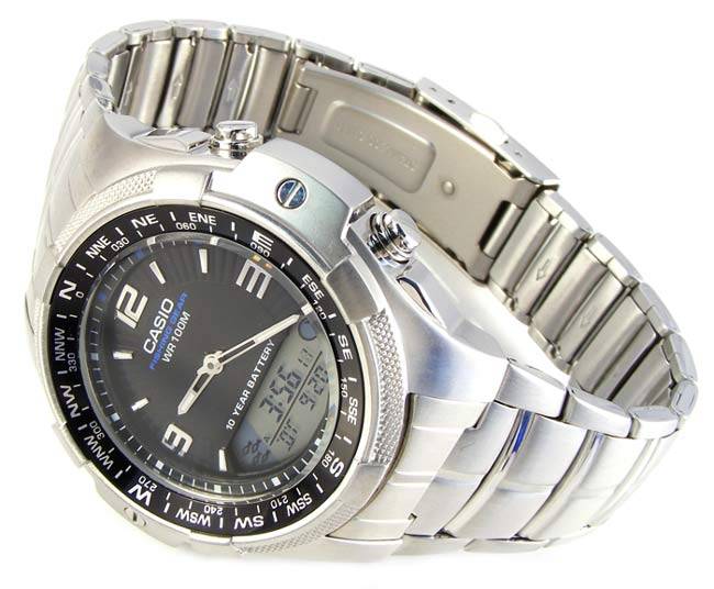 CASIO FISHING GEAR MOON PHASE FISH TIMER s/s CHRONOGRAPH