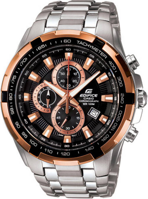 CASIO EDIFICE Tachymeter IP/Rose Gold 100m s/s Chronograph