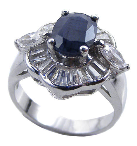 Over 37CT Solid 925 Sterling Silver Deep Blue Sapphire ring!