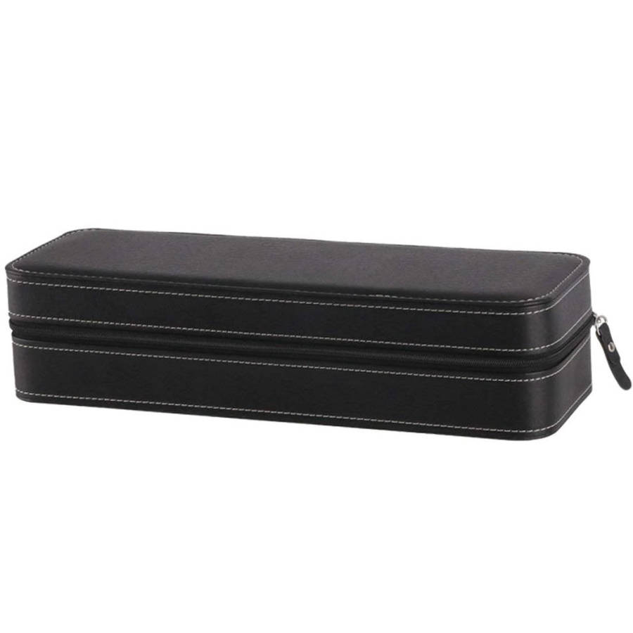 Watch/ Jewellery Storage, Organizer - Black Leatherette Case - 6 Slots