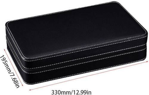 Watch/ Jewellery Storage, Organizer - Black Leatherette Case - 12 Slots