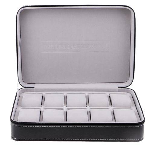 Watch/ Jewellery Storage, Organizer - Black Leatherette Case - 12 Slots
