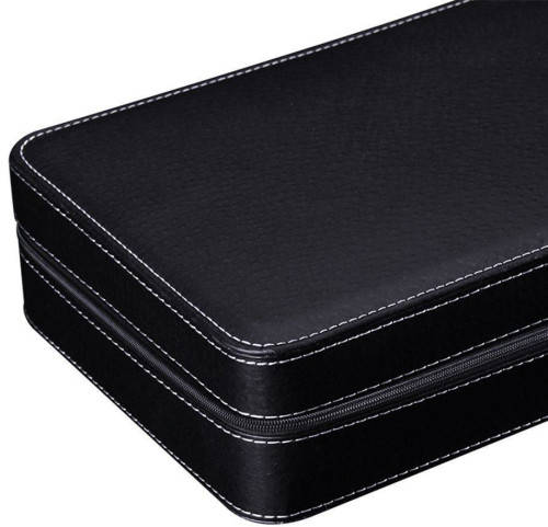 Watch/ Jewellery Storage, Organizer - Black Leatherette Case - 12 Slots