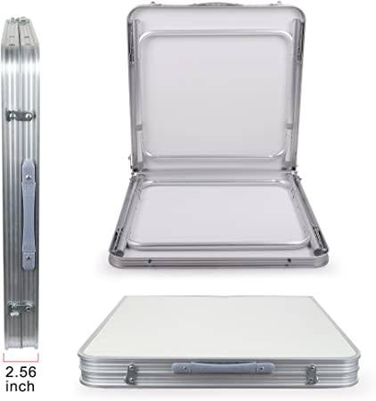 Portable Folding Camping Table, Height Adjustable Aluminum with Carry Handle