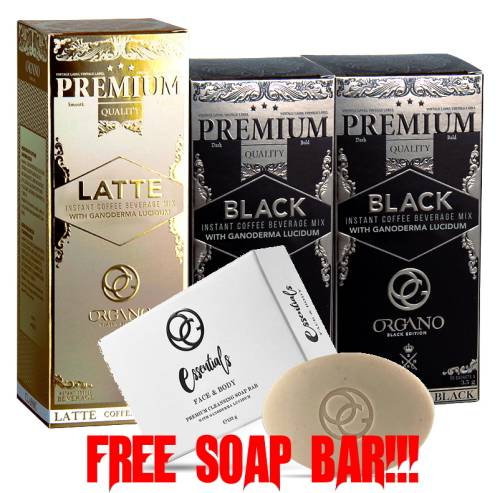 Special Deal!!! - 2 X Organo Gourmet Black, 1 X Latte Coffee Combo and 1 OG Essentials Premium Soap