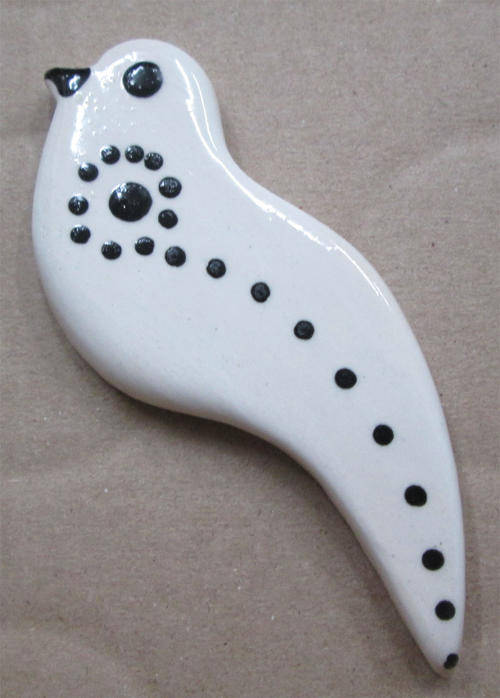 Glazed Ceramic Mosaic Insert - Large White Bird / Dove