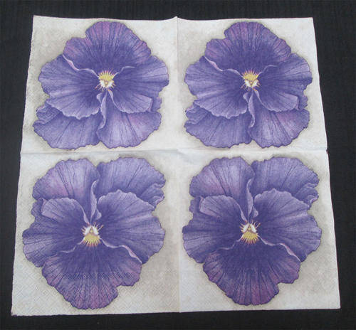 The Velvet Attic - Beautiful Imported Paper Napkin / Serviette Small - Single Pansy