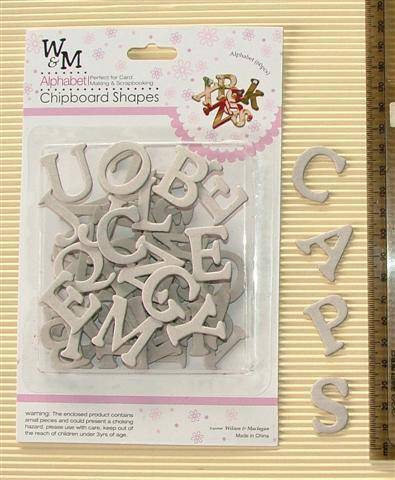 The Velvet Attic -Wilson & Maclagan - Chipboard Alphabet - Capital Letters - 60 Pieces