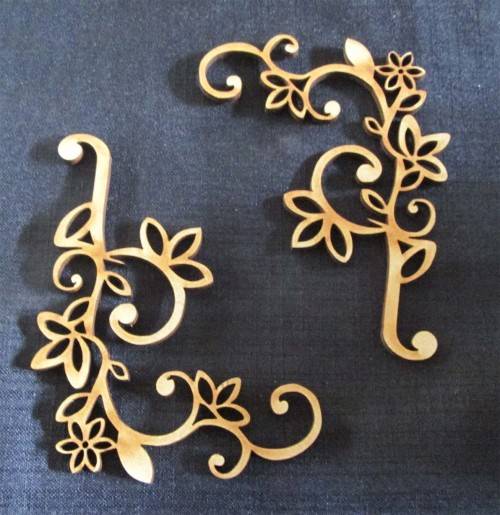 The Velvet Attic - Wood blank laser cutout  - Corner - Flower Swirl (2 of)