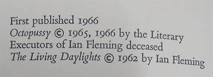 Octopussy & The Living Daylights Omnibus by Ian Fleming 1st Edition