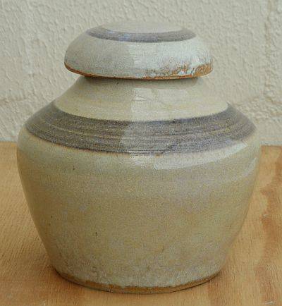 STONEWARE GINGER JAR,MARKED VERY GOOD CONDITION