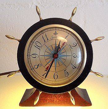 SESSIONS NAUTICAL SHIPS WHEEL CLOCK,EXCELLENT CONDITION, WORKING