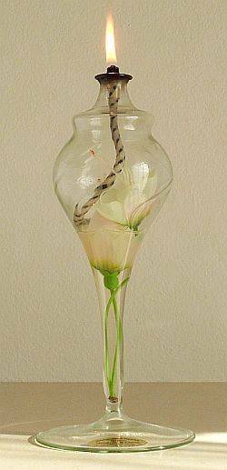 MOUTH BLOWN GLASS OIL LAMP MADE IN GERMANY