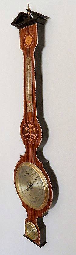 LARGE VINTAGE WEATHER STATION ON WOOD WITH MARQUETRY MADE BY "BARIGO" GERMANY