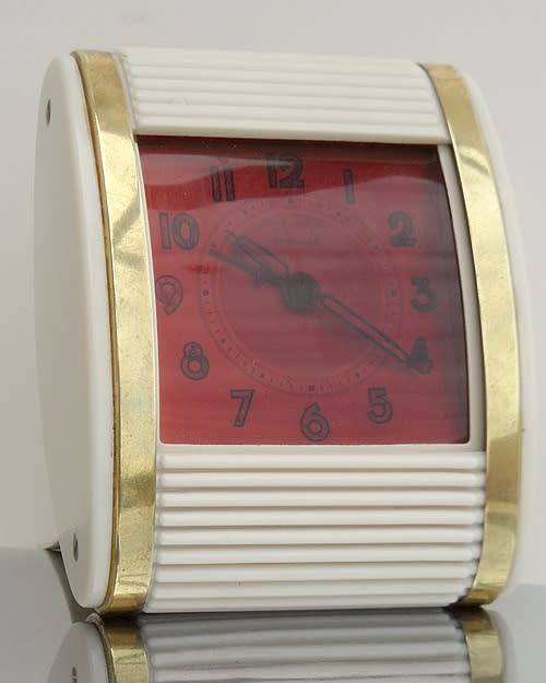 TRAVEL ALARM CLOCK  CA 194050s WORKING MADE BY WESTCLOX LA SALLE ILLINOIS USA