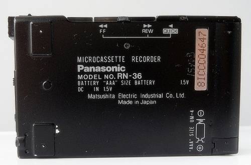 PANASONIC MICROCASSETTE RECORDER MOD RN - 36  86 mm x 55 mm x 13 mm ,NOT WORKING MADE IN JAPAN
