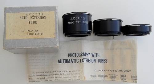 ACCURA AUTO EXTENSION TUBE SET SCREW MOUNT M 42 FOR ASAHI PENTAX ,PRAKTICA ...  MADE IN JAPAN