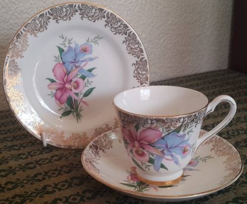 Imperial Fine Bone China "Orchids" Trio