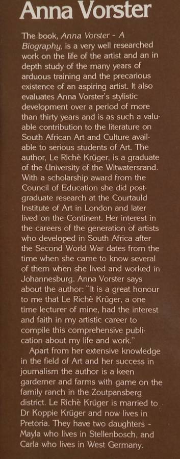 Le Riche Kruger, Anna Vorster: A Biography !!!SIGNED BY ARTIST!!!