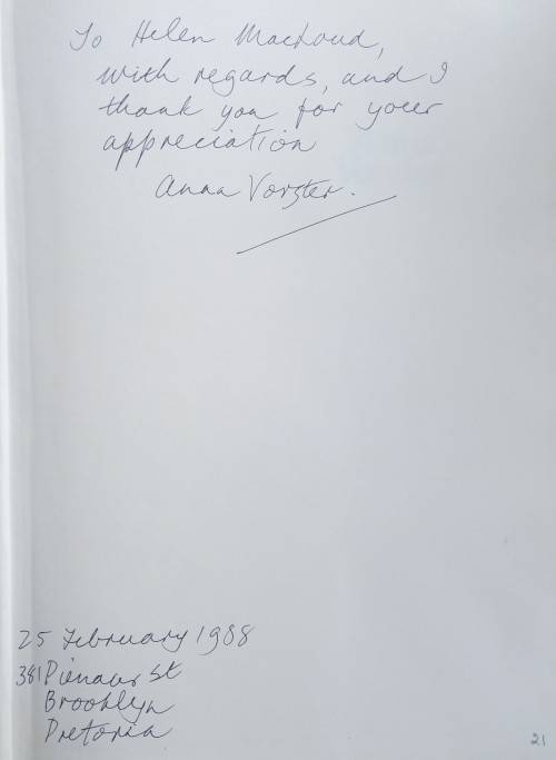 Le Riche Kruger, Anna Vorster: A Biography !!!SIGNED BY ARTIST!!!