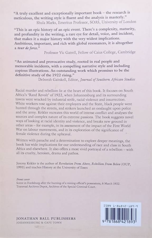 Rand Revolt : the 1922 insurrection and racial killing in South Africa