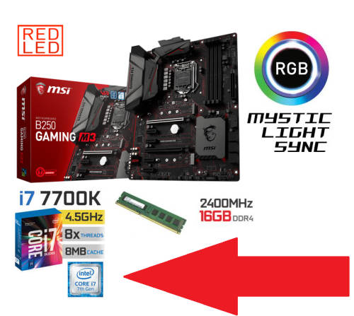 Intel Core i7 7700K Upgrade Kit LGA 1151 DDR4 MSI B250 Gaming M3