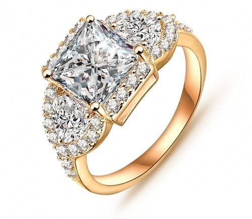 18K Gold Plated Micro Inlay Zircon Angel Wings Ring - Size 7