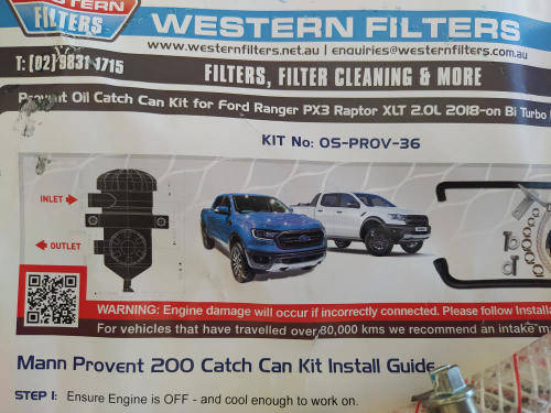 Provent Ford Ranger Catch can kit