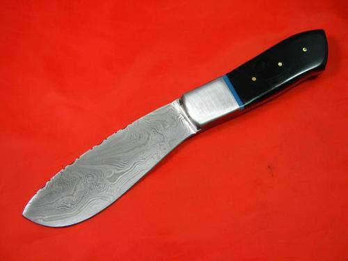 CUSTOM MADE DAMASCUS SKINNER KNIFE WITH SHEATH
