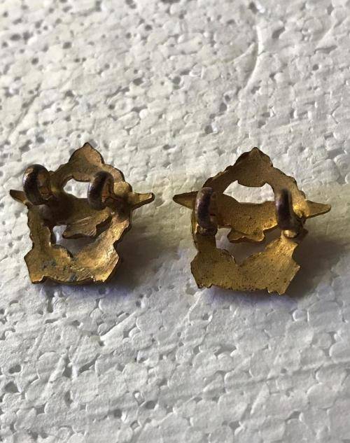 SAAF OFFICERS GILT MESS DRESS COLLAR BADGE PAIR-LUGS INTACT-WORN 1926- 1959